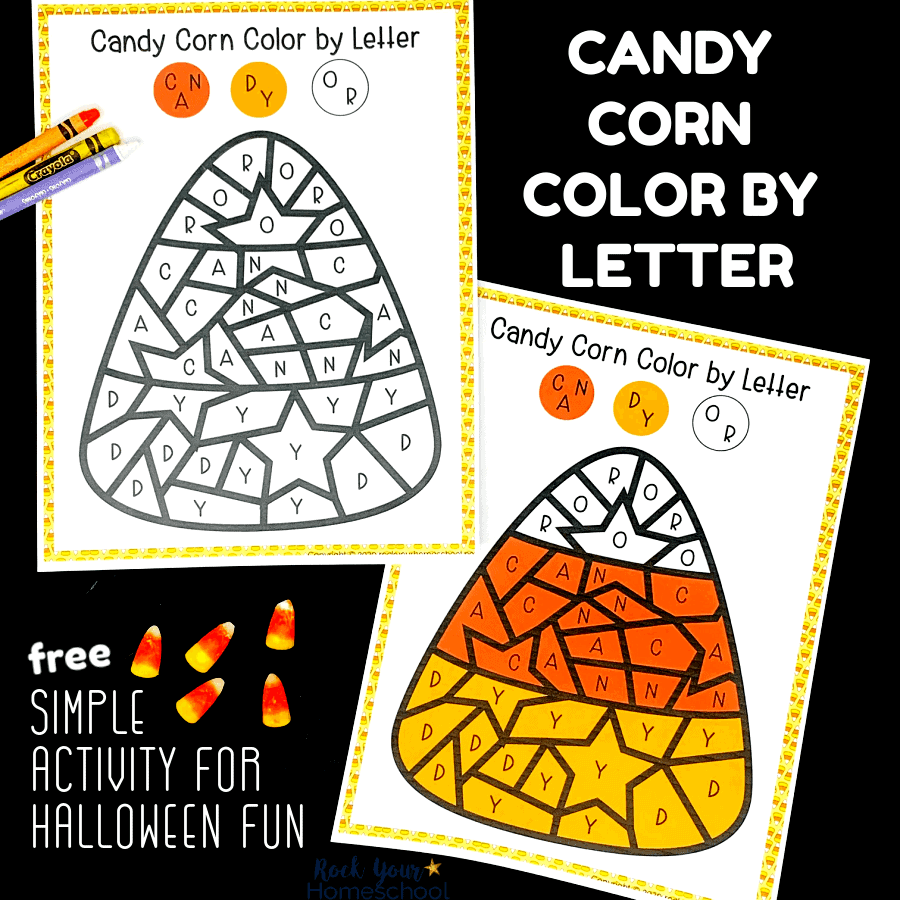 This free Candy Corn Color by Letter activity is perfect for Halloween fun for kids.