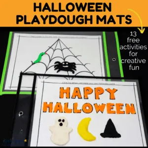 Enjoy creative hands-on fun with these free Halloween playdough mats.
