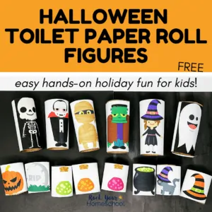 This free set of Halloween toilet paper roll figures is a fantastic way to encourage creative play & have easy holiday fun.