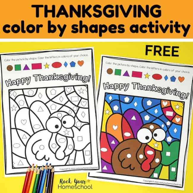 This free Thanksgiving Color By Shapes Activity is an amazing way to give your kids creative fun this holiday.