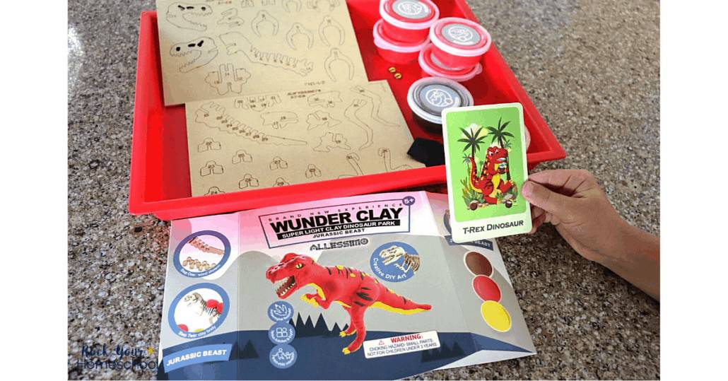 Allessimo Puzzles has awesome WunderClay kits, like this T-Rex, that combine wood and clay for super fun projects for kids.