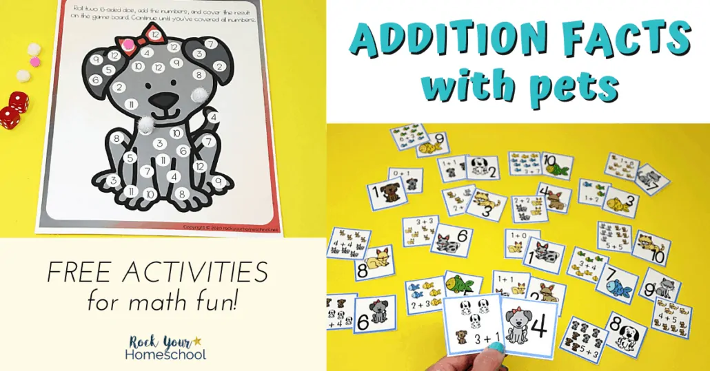 Your kids will have so much math fun with these variety of Addition Facts Activities featuring cute pets.