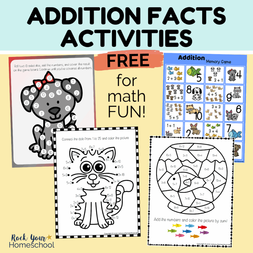 Free Addition Facts with Pets for Fantastic Math Fun - Rock Your Homeschool
