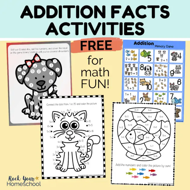 Make learning & practicing basic math skills fun with these free addition facts activities with pets.