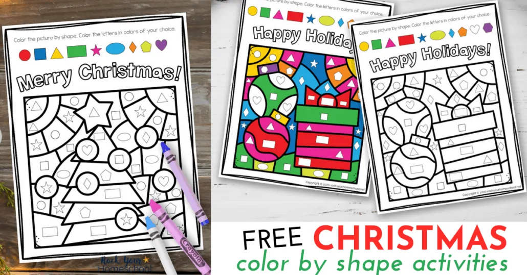 These 2 free Christmas Color By Shape Activities are fantastic for special holiday fun for kids.