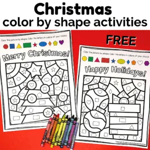 These 2 free Christmas color by shape activities are fantastic for special holiday fun for your kids.