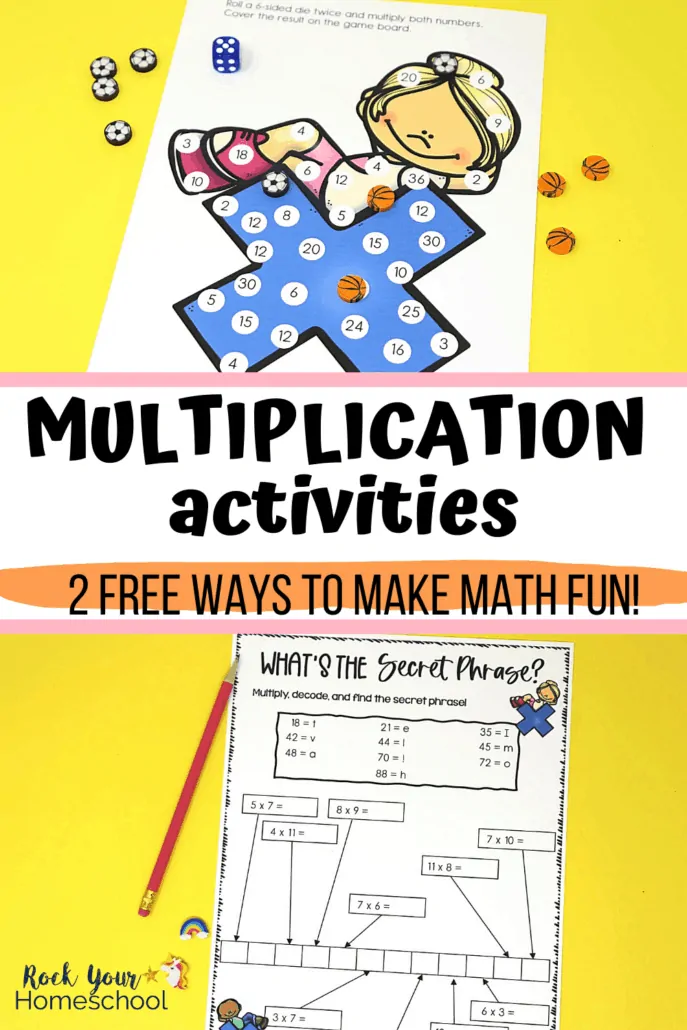 Multiplication game and decoding activity to feature the excellent math fun your kids will have practicing basic math facts with these 2 free multiplication activities