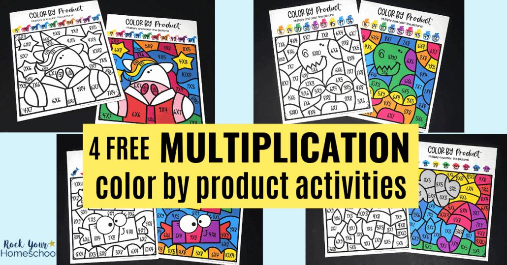 4 free multiplication coloring worksheets for excellent math fun