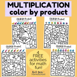 Get these 4 free multiplication coloring worksheets to make practicing basic math facts fun.