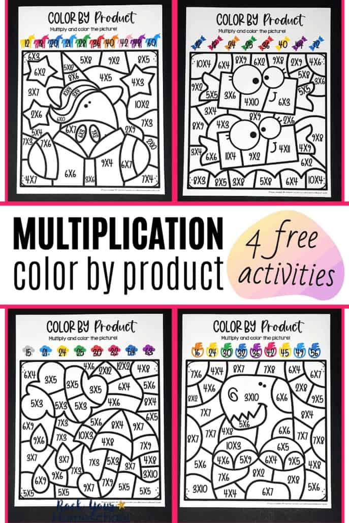 4 free multiplication coloring worksheets for excellent math fun