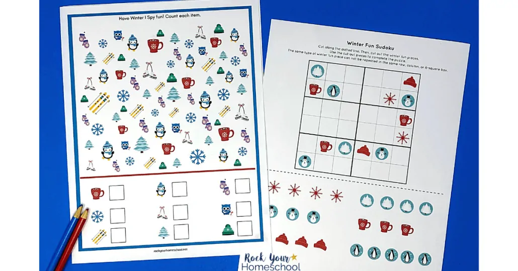 Winter I Spy and Sudoku are cool printables included in this Winter Fun Activities pack.