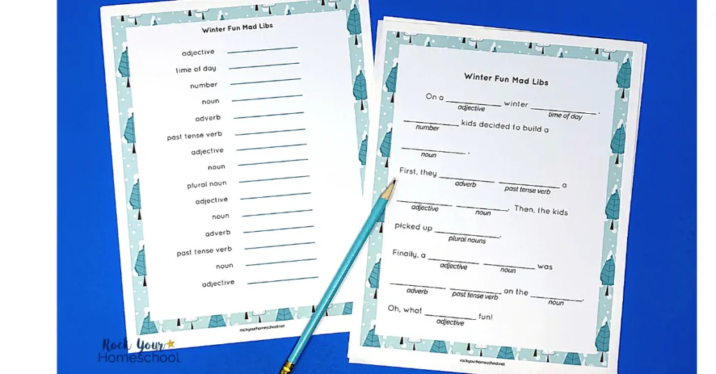 You'll find fun activities like these Mad Libs in this Winter Fun Activities pack.