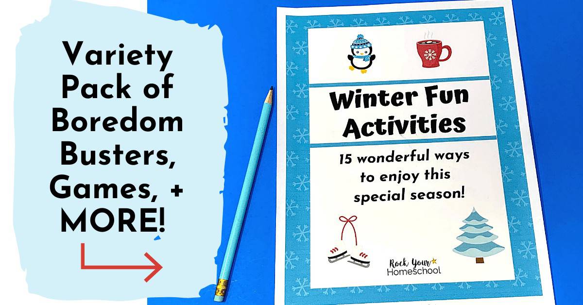 Cover page of Winter Fun Activities pack with pencil.