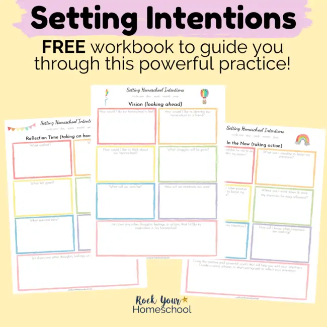 free printable workbook for setting intentions for your homeschool