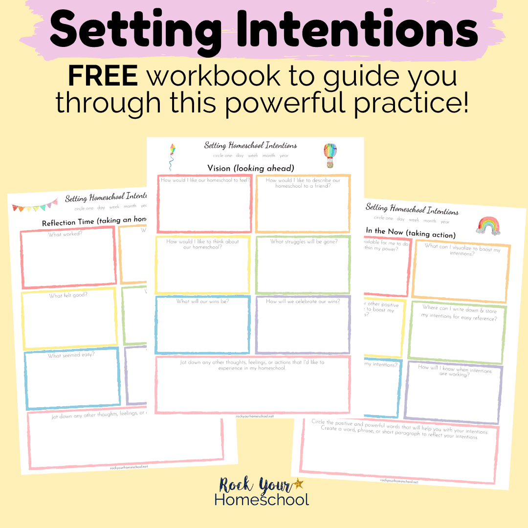 free printable workbook for setting intentions for your homeschool