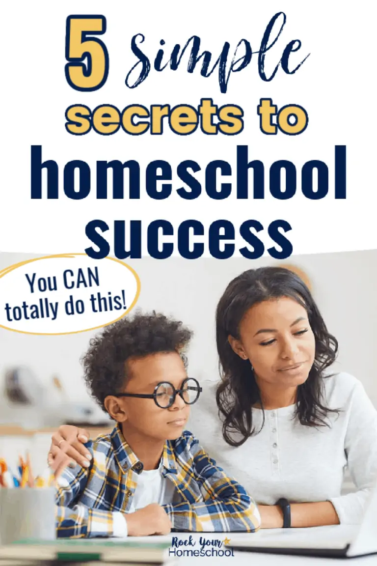 Smiling mom & son doing school work to feature how you can use these 5 simple secrets for homeschool success