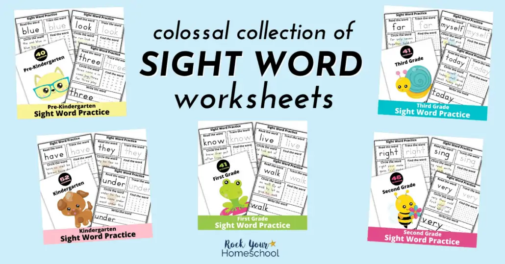 This colossal collection of sight word worksheets will help your kids learn & practice sight words in a fun way.