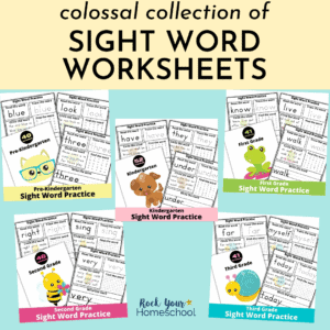 Make learning & practicing sight words fun with this colossal collection of sight word worksheets for pre-Kindergarten, Kindergarten, first grade, second grade, and third grade.