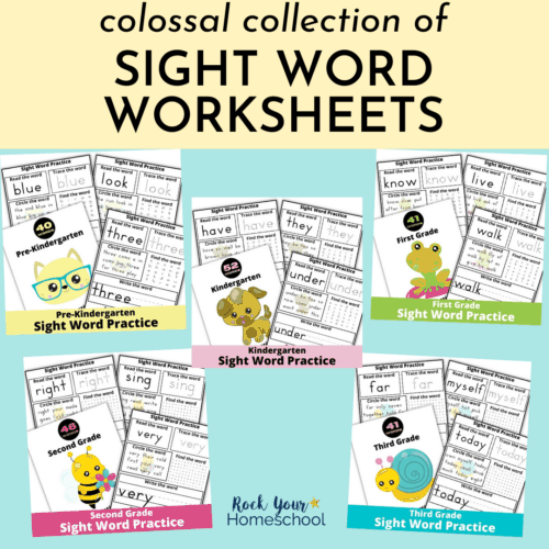 Make learning & practicing sight words fun with this colossal collection of sight word worksheets for pre-Kindergarten, Kindergarten, first grade, second grade, and third grade.