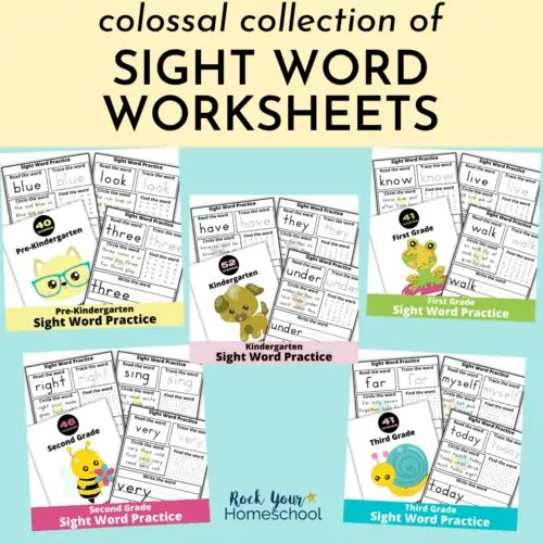 Make learning & practicing sight words fun with this colossal collection of sight word worksheets for pre-Kindergarten, Kindergarten, first grade, second grade, and third grade.