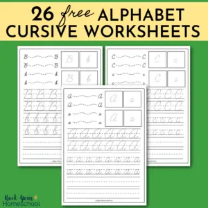 This pack of free 26 alphabet cursive worksheets is awesome for handwriting practice for your kids.