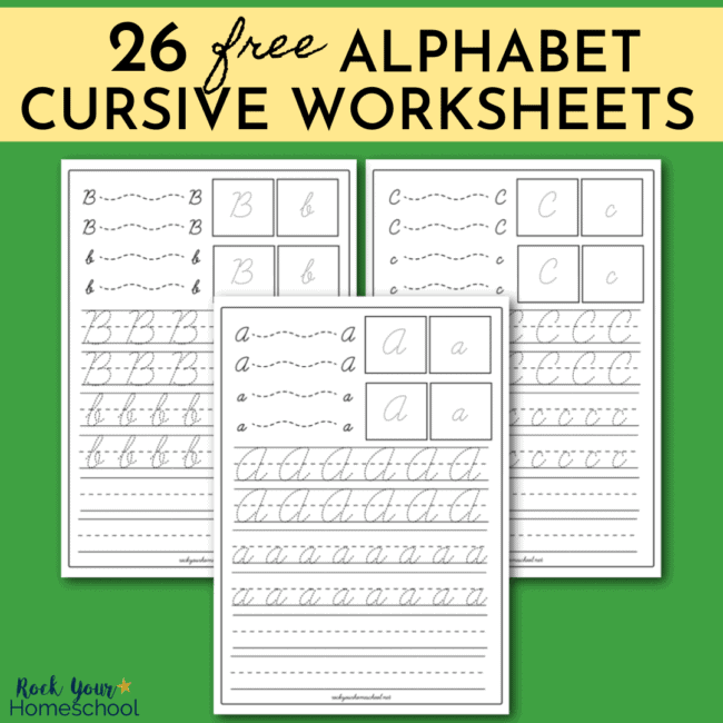 This pack of free 26 alphabet cursive worksheets is awesome for handwriting practice for your kids.