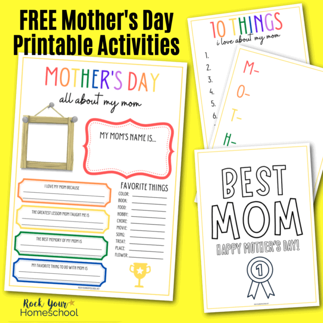free Mother's Day printable activities pack