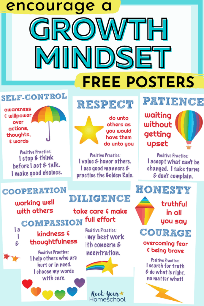 Character education posters about self-control, respect, patience, honesty, and more to feature how you can use these 10 free posters to teach and encourage a growth mindset for kids