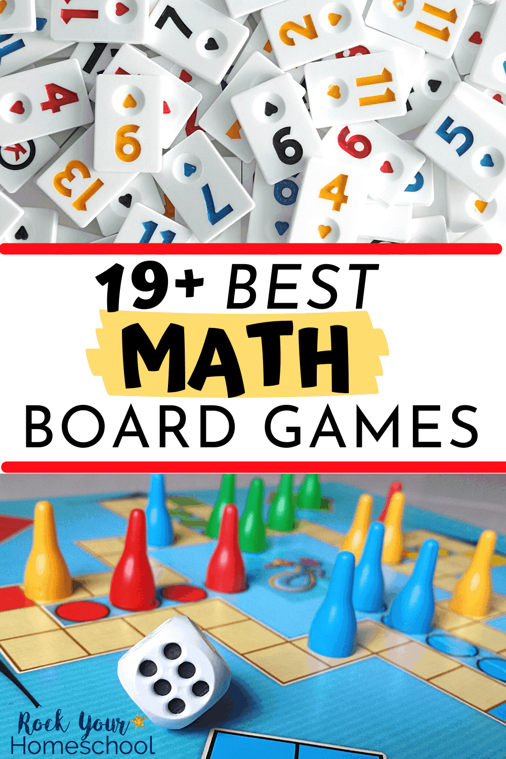 Math tiles & game board with dice to feature the fantastic learning fun you'll have with these 19 best math board games