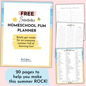 Easily make this summer epic by planning &amp; preparing for amazing homeschool fun! This FREE Summer Homeschool Fun Planner has 20 pages to help you plan &amp; prepare for sensational learning fun with your kids.
