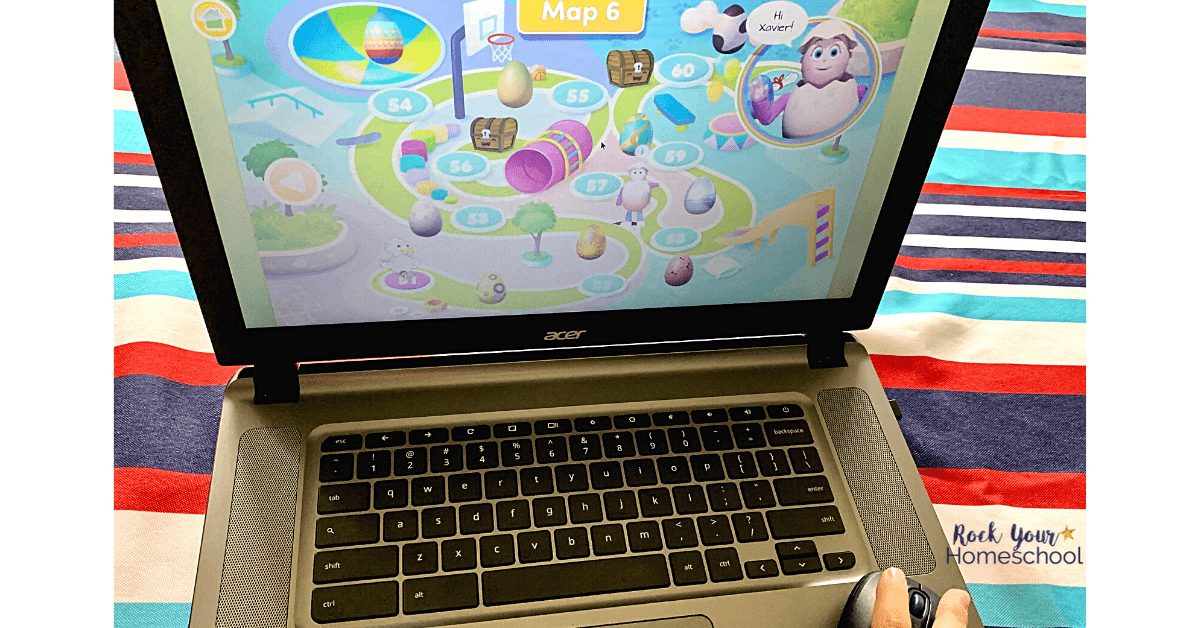 Your child enjoys an amazing learning adventure (with map!) when using Reading Eggs.