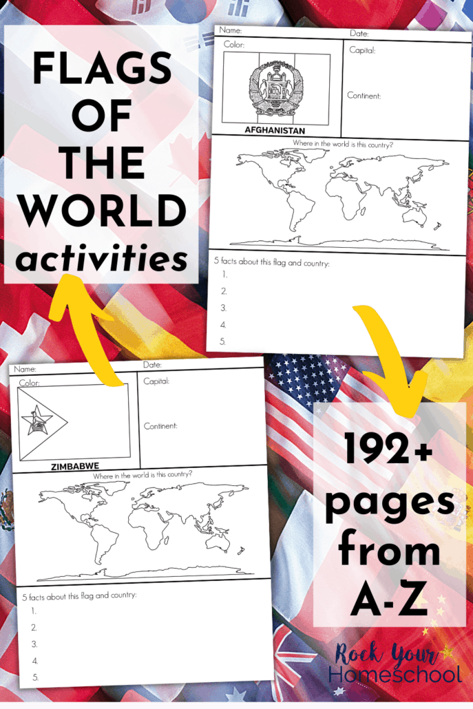 Afghanistand and Zimbabwe flags of the world printable worksheets on world flags background to feature how you'll enjoy tremendous learning adventures with your kids using these world flags activities with 192+ pages of facts sheets, coloring, and more