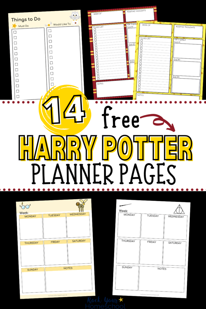 Harry Potter To Do List, Weekly To Do List with goals, and weekly planning page printables to feature how you can use these free Harry Potter planner pages
