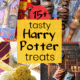 Harry potter treats like chocolate frogs, chocolate wands, Golden Snitch truffles, & Hogwarts chocoloate bars to feature how you can use these tasty treats for a magical celebration