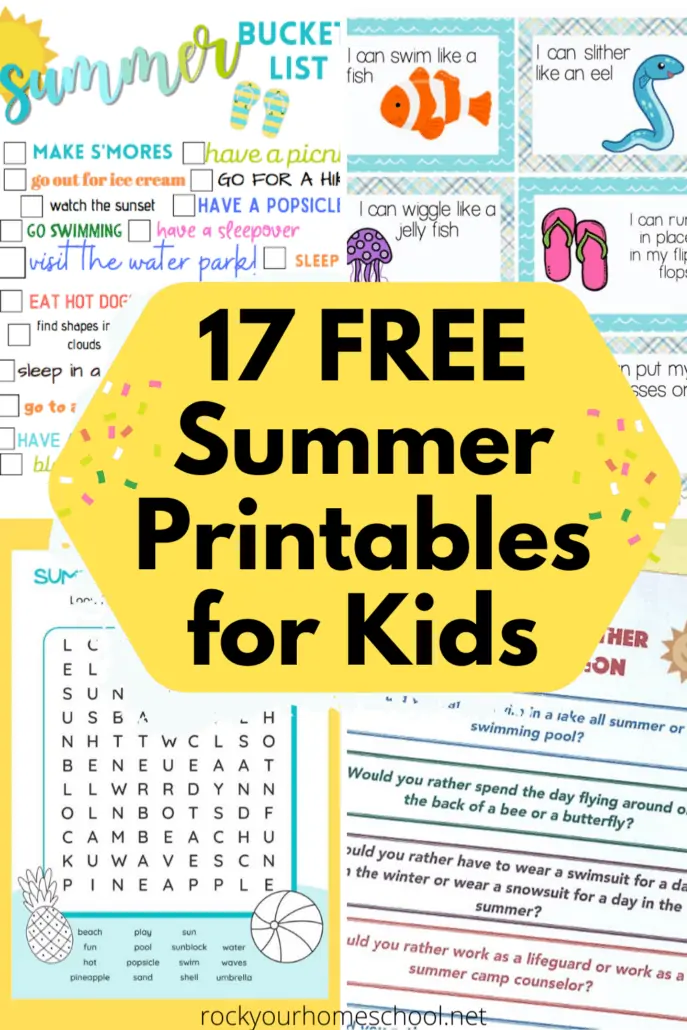 Variety of free summer printables for kids to feature how you can easily &amp; affordably provide your kids with fun educational activities this summer