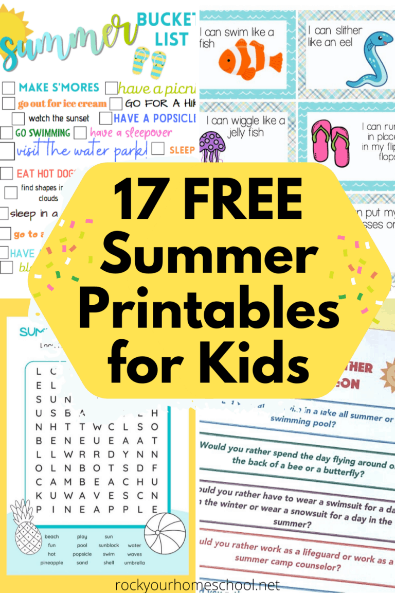 Variety of free summer printables for kids to feature how you can easily & affordably provide your kids with fun educational activities this summer