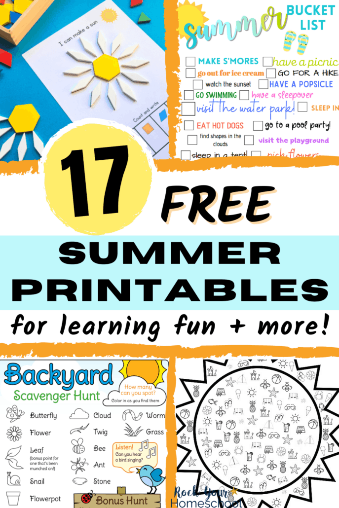 variety of summer printables for learning fun 