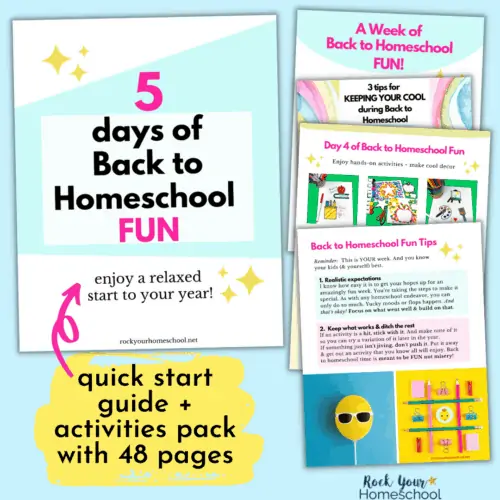 This quick start guide and activities pack for 5 days of Back to Homeschool Fun Activities will help you make it extra special.