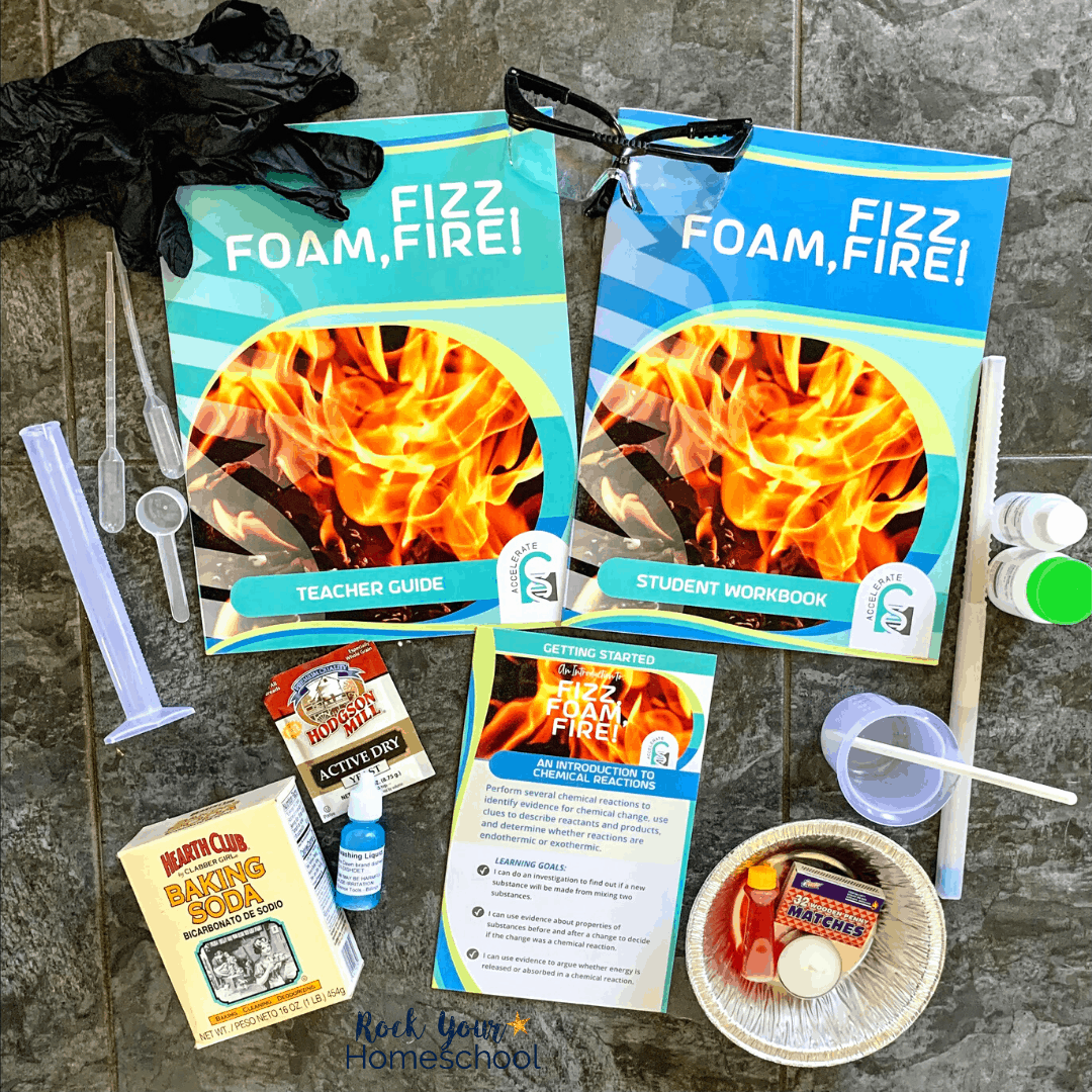 Fizz, Foam, Fire! homeschool science kit, part of Science Unlocked