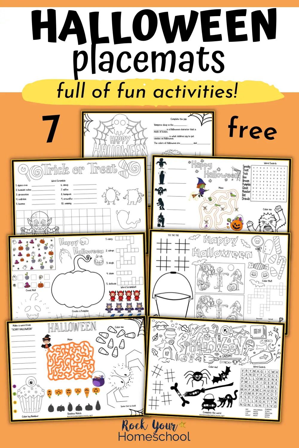 7 Free Halloween Placemats for Fun Holiday Activities for Kids