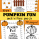 Pumpkin Fun! printable pack cover with pumpkin coloring pages, tracing, song and craft, and more to feature how you can use this free Learning Fun with Pumpkins set for Fall activities with your kids