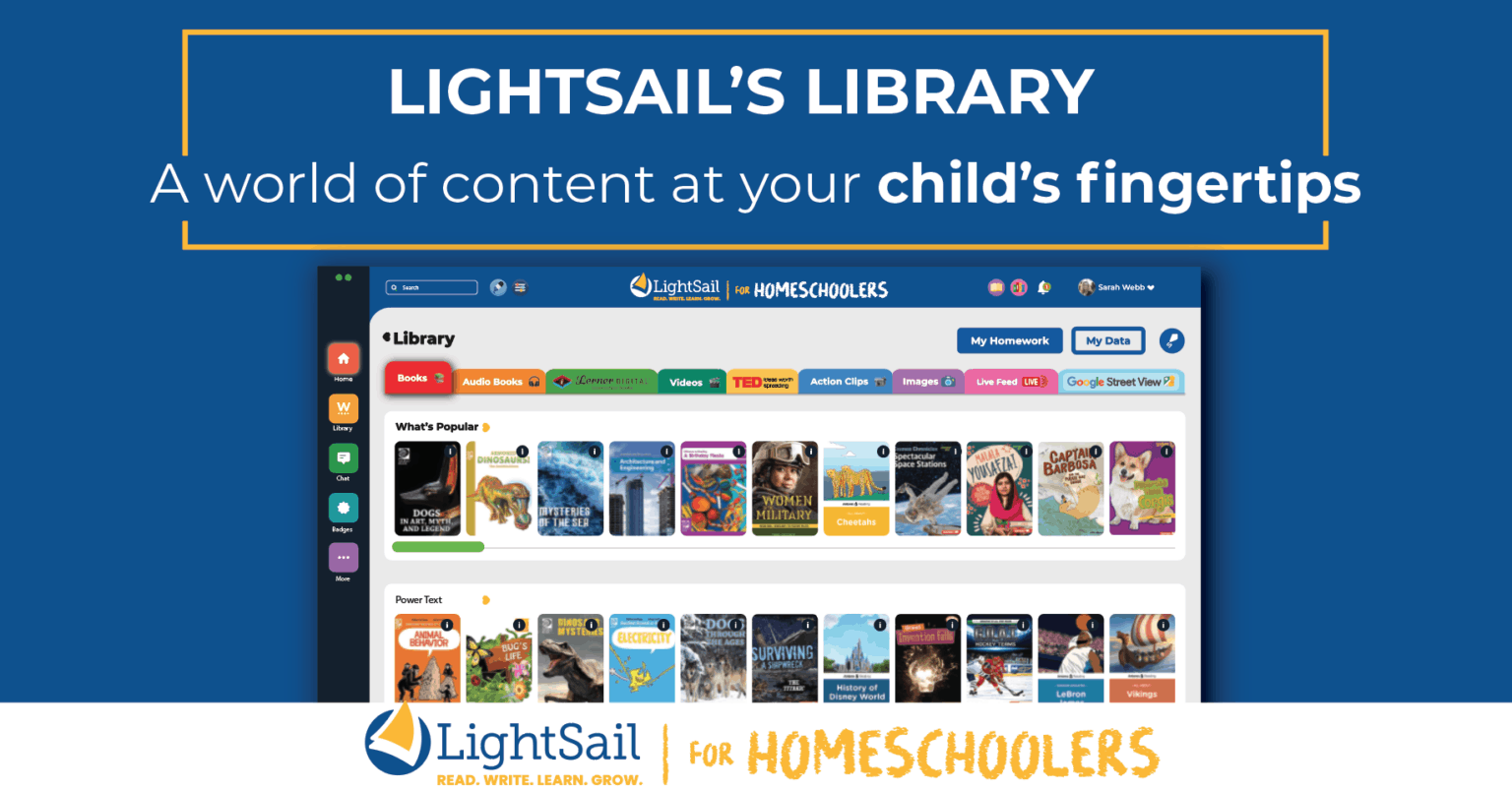 LightSail for Homeschoolers has an extensive library of resources to help you boost language arts.