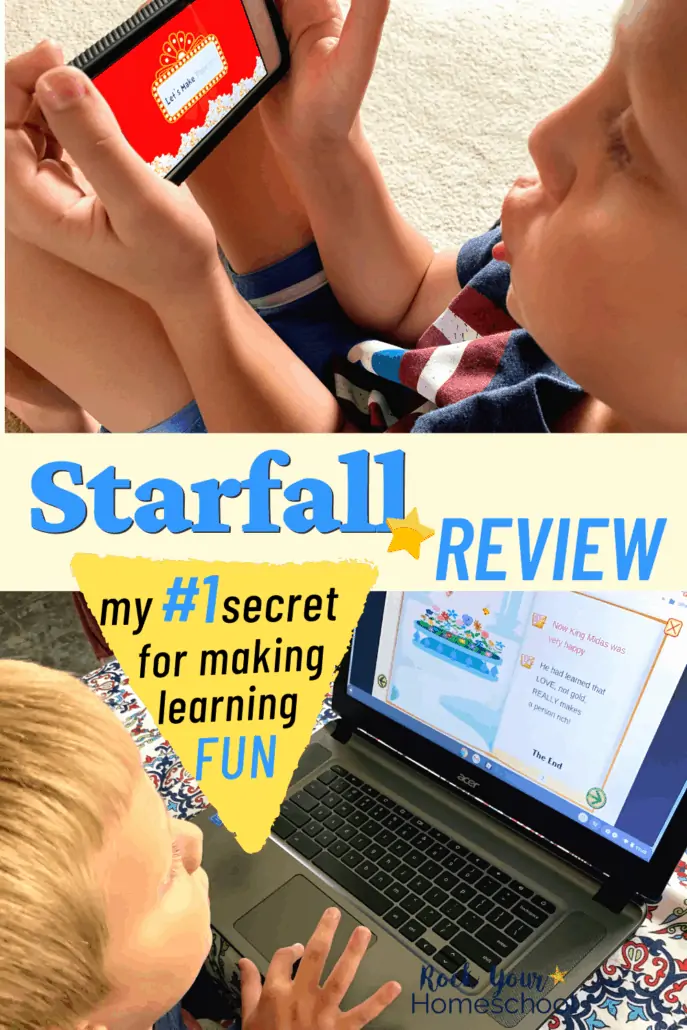 Young boy on iPod and laptop to feature this Starfall review and how this online resource can help you easily make learning fun