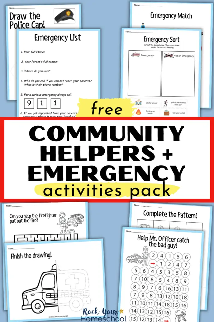 Community helpers activities and emergency list for kids to feature how you can use this free community helpers printables set to teach your kids about what to do in an emergency and more