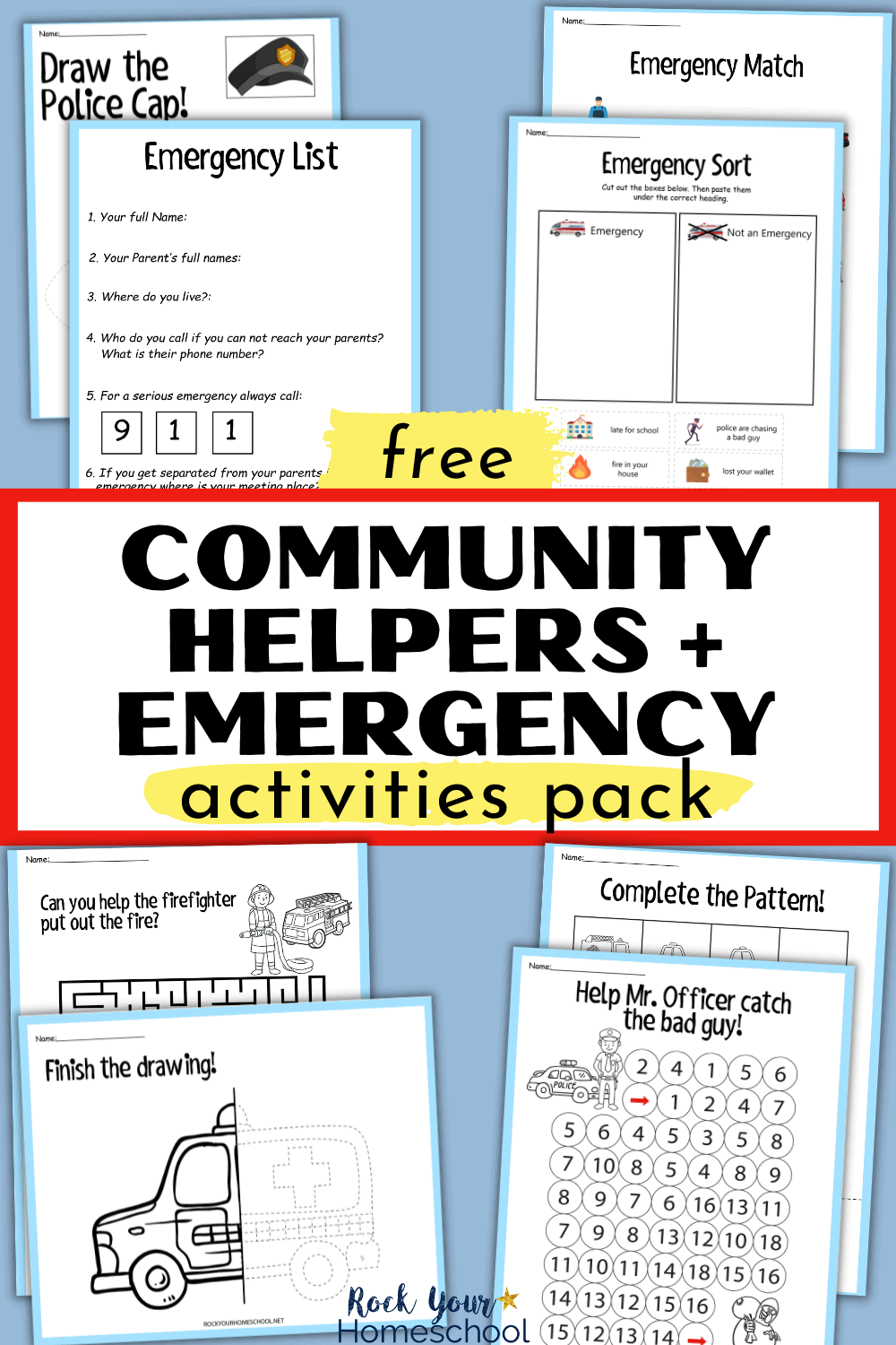 Free Community Helpers Activities Pack to Teach Kids About Emergencies and More