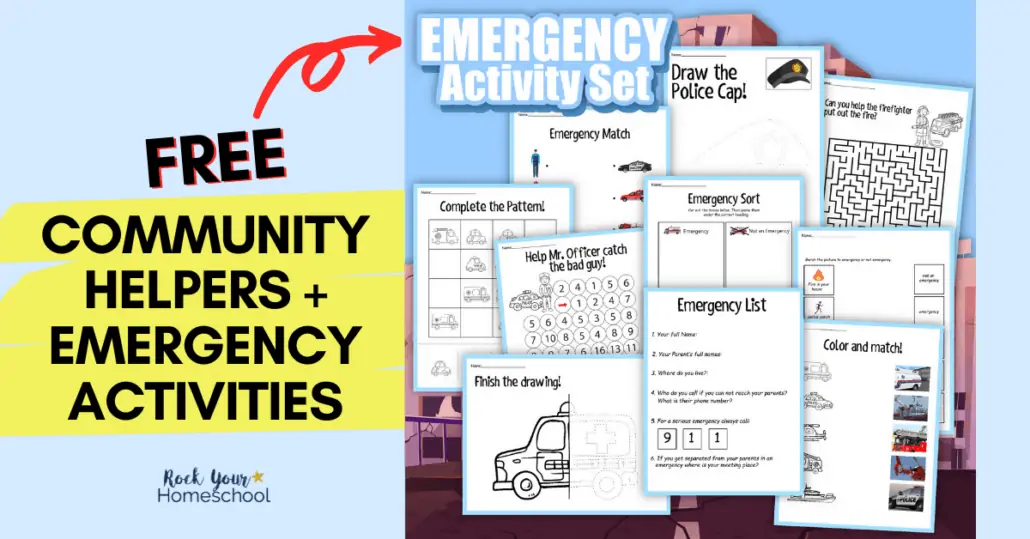 The free community helpers activities pack helps you teach your kids about what to do during an emergency.