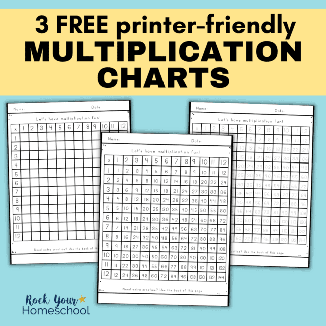 These 3 free multiplication charts are amazing ways to help your students get extra math facts practice.