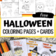 Halloween coloring pages featuring cute witch, black cat, bats, candies, Frankenstein, and vampire and Halloween coloring cards with markers to show how you can add a special touch of creativity to your Halloween fun for kids