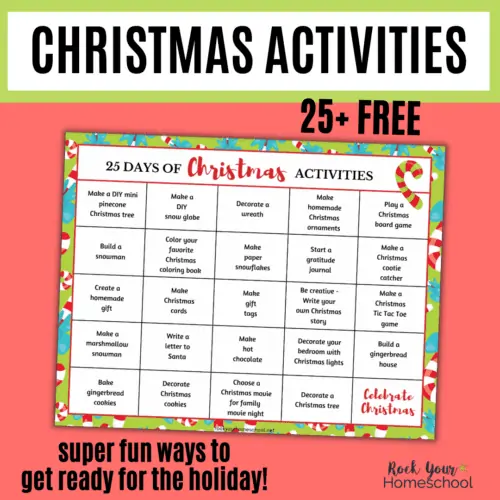 This free printable chart has 25 days of fun Christmas activities for kids.