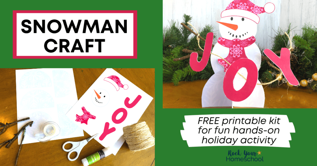 Enjoy a simple holiday activity with your kids using this free printable kit for making a cute paper snowman craft.